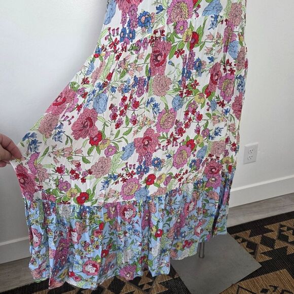 Kensie Floral Maxi Tank Dress Tiered Viscose Cottagecore Fairy Gypsy Hippie XL - Picture 5 of 14